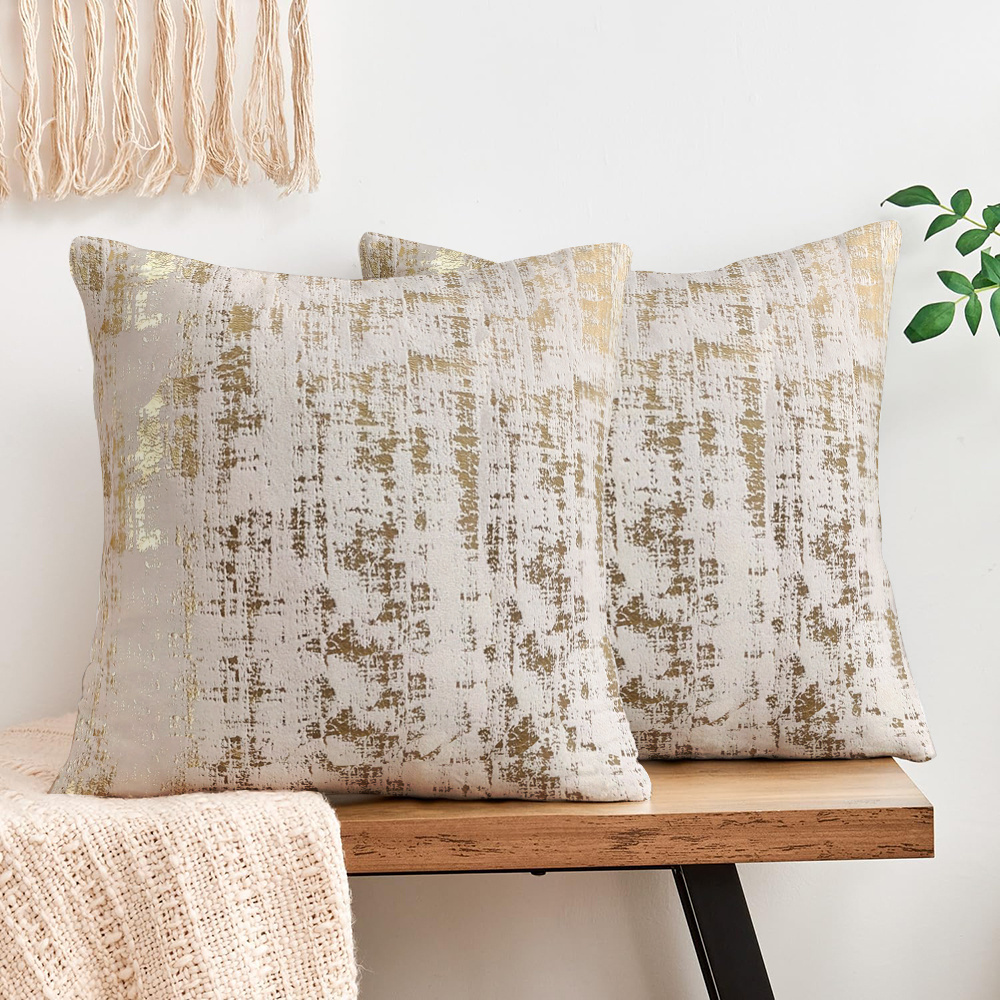 TEMU 2 housses de coussin décoratives abstraites à rayures dorées pour Pâques, adaptées aux canapés d'intérieur et aux décorations de tatami, idées