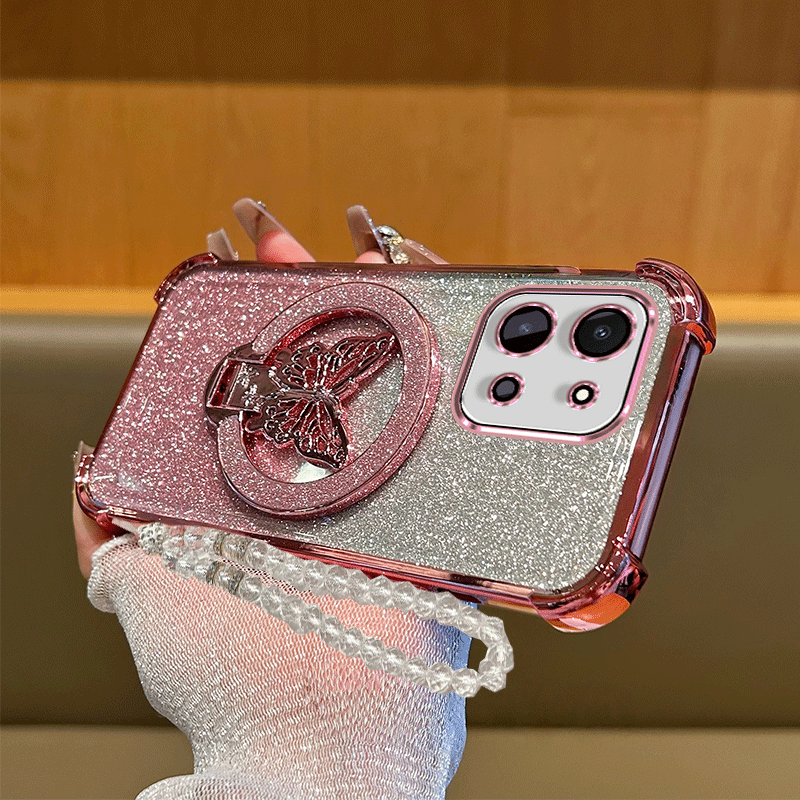 TEMU para teléfono: para 4G con soporte plegable magnético de , protección antigolpes con degradado , cubierta trasera con cadena de lanyard