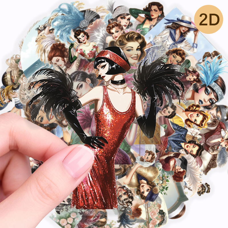 TEMU 50pcs Retro Women Character Graffiti Stickers, Suitable For Laptops, Tablets, Journals And Planners, Phone Cases, Holiday Gifts