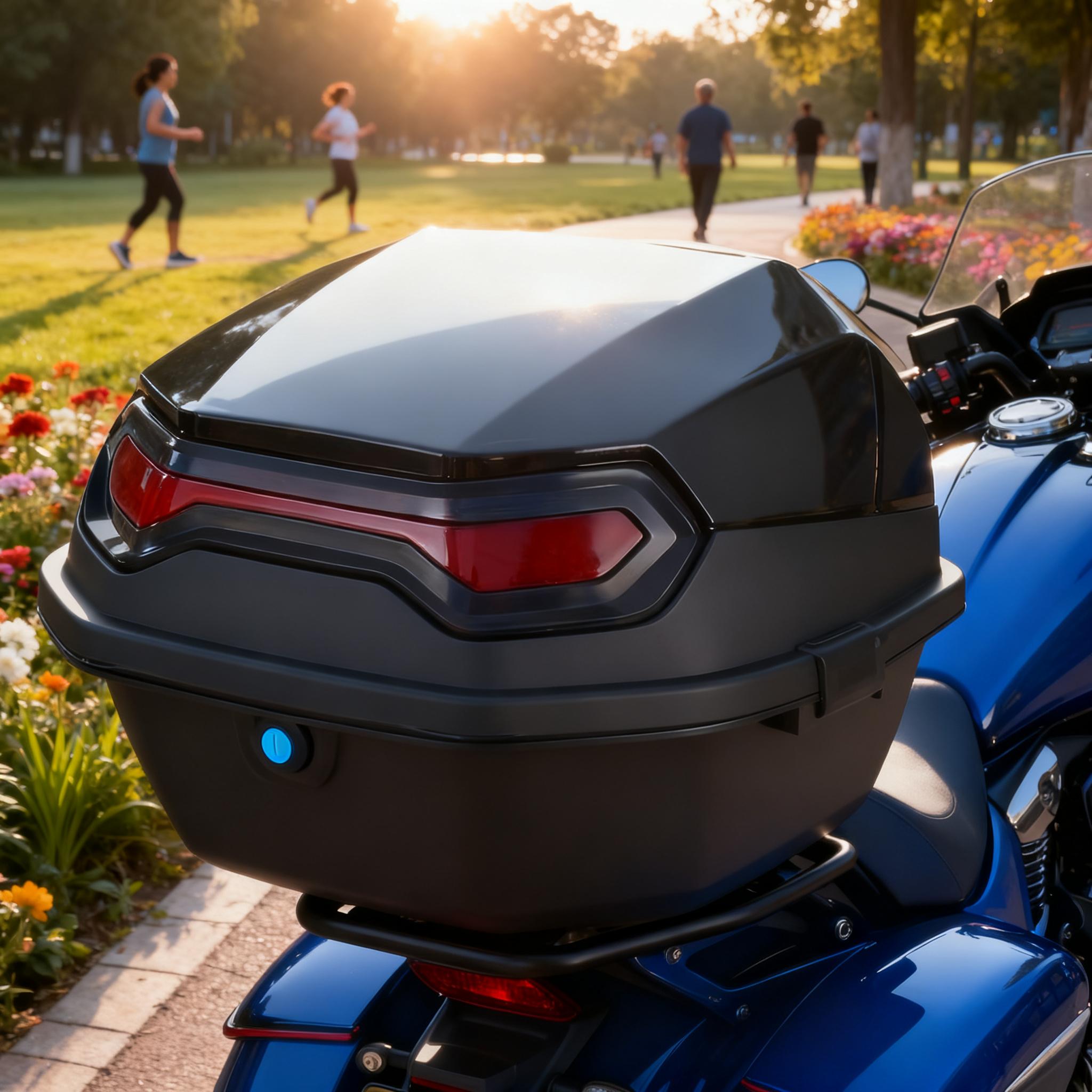 TEMU 120l Large Capacity Trailer-style Motorcycle Trunk | Thick Hard Shell With Anti-collision Strips, Waterproof Seal, Quick-release Installation,