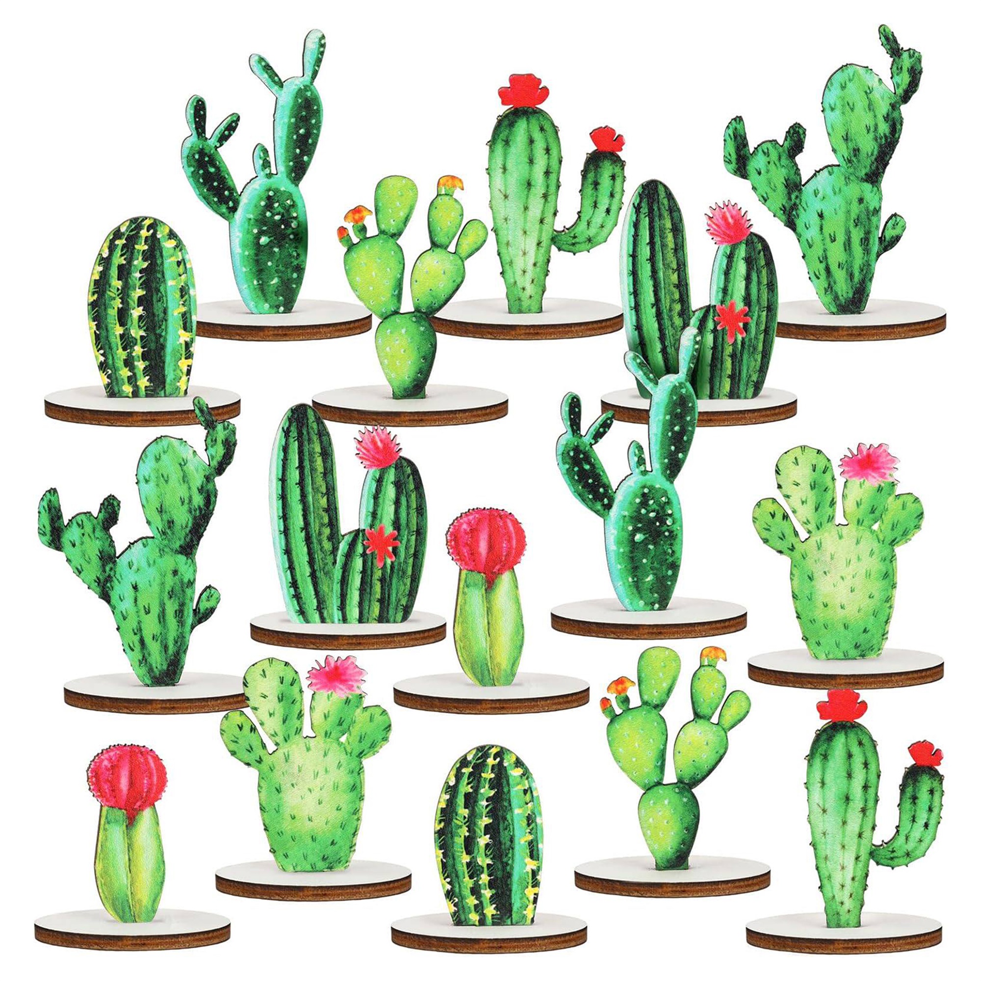 TEMU 8pcs Wooden Cactus Desktop Decoration Set, Suitable For Home, Office, Birthday, And Holiday Decor