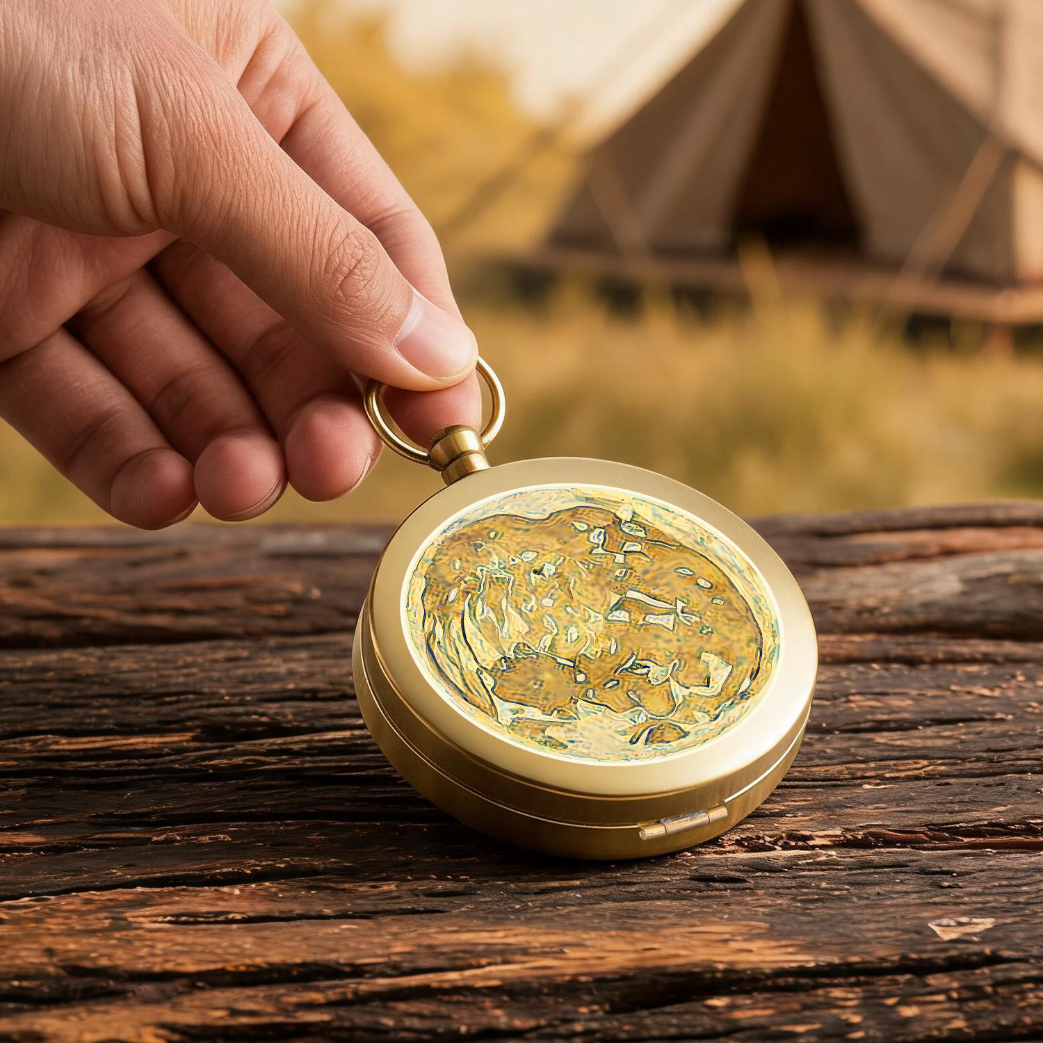 1 pancake vintage pure copper flip cover pocket compass waterproof mini portable compass with key ring for camping hiking climbing travel survival outdoor navigation tool Product details 2