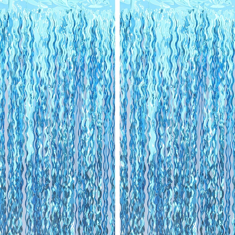 Image of 2 Foil Fringe Tinsel Backdrop - Suitable For Beach Parties, Theme Events, Summer Pool Celebrations And Weddings, Beach Additions