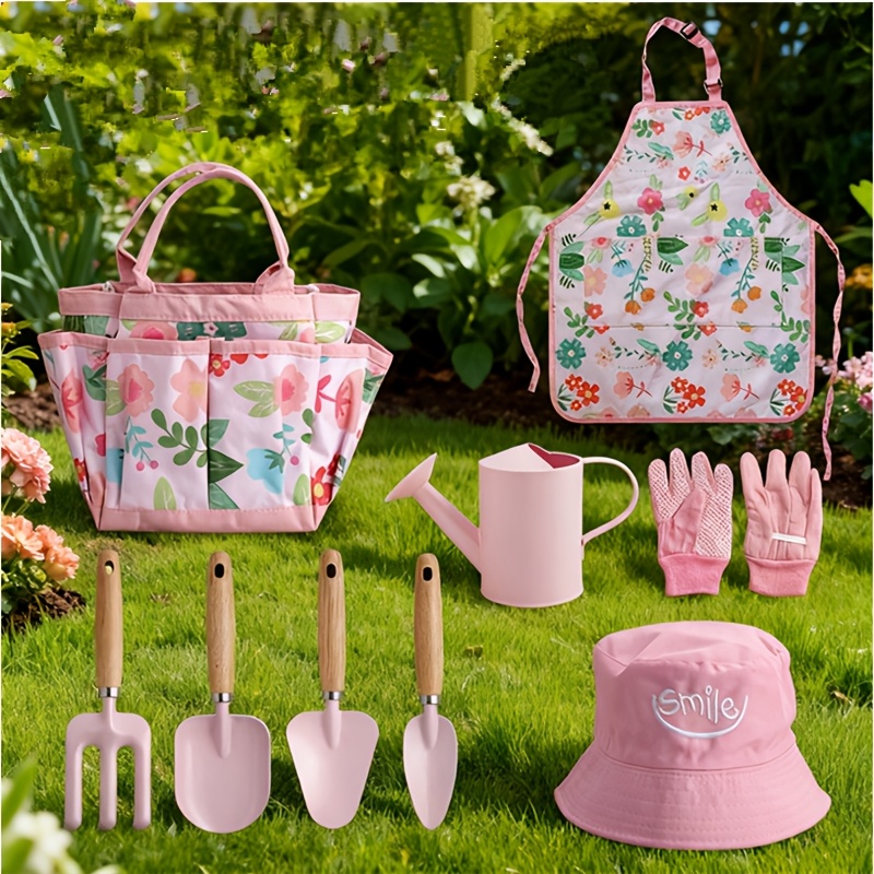 home gardening tools set for planting flowers and vegetables multi functional gardening shovel for loosening soil flower spade and potted plant care pink 4pcs set