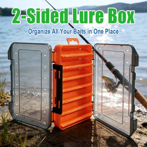 fishing lure box double sided tackle compartment lure tackle tray crankbait storage spinner bait tackle box