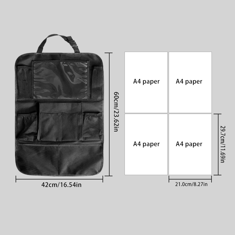 TEMU Portable Backseat Car Storage Bag Seat Back Cover, Car Rear Storage And Organization, Multifunctional Car Seat Back Storage Bag, Essential For