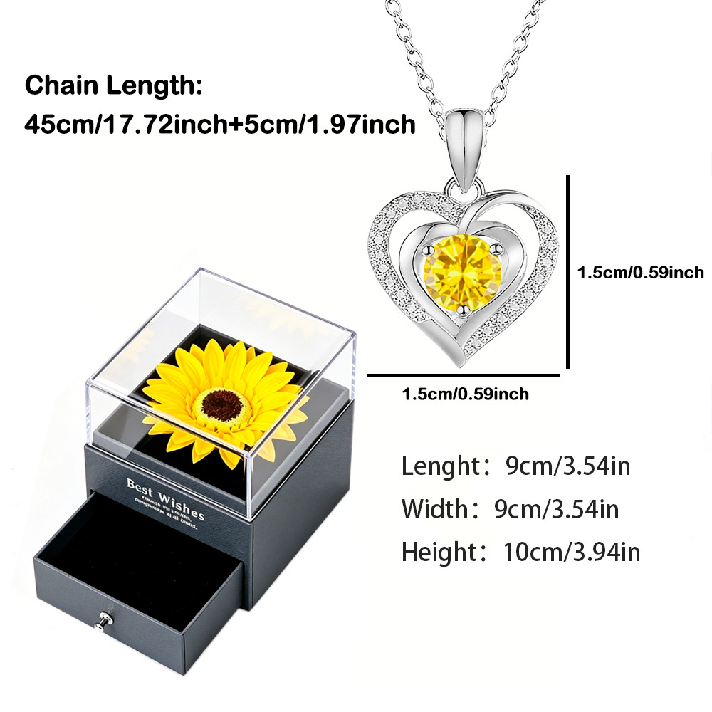 Double Heart Cubic Synthetic Zirconia Pendant Necklace Set