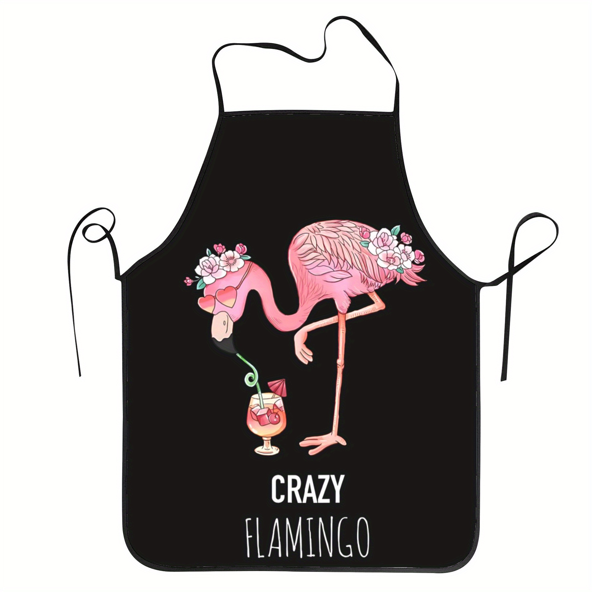 TEMU 1pc Humorous Flamingo Chef Apron For Men And Women, Unisex Kitchen Cooking And Baking Apron With Flamingo Design