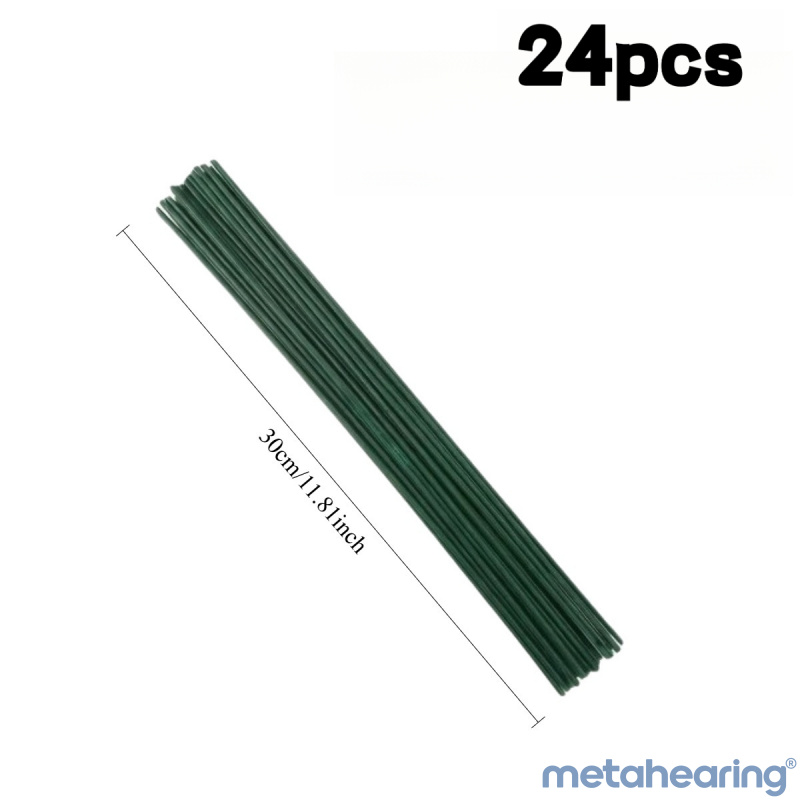 TEMU 24pcs Green Floral Stem Wires, Support Rods Artificial Flowers, Floral Arrangement Wreath Making Handicraft Supplies Home Florist Use