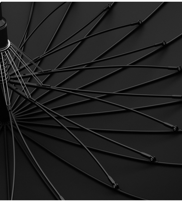  24 bone automatic long handle umbrella durable steel wood windproof rainproof black with brown accents stylish for home office office umbrella minimalist umbrella wooden handle umbrella details 3