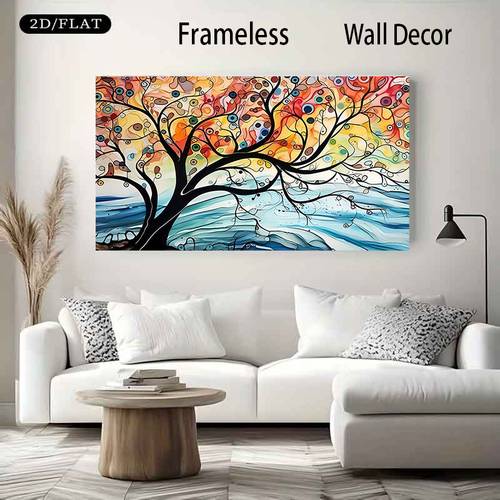 item picture 2d flat 2d flat 1pc canvas poster abstract colorful tree and ocean waves artwork an for valentines day christmas and new year gifts suitable for office living room wall decor home and dorm decor
