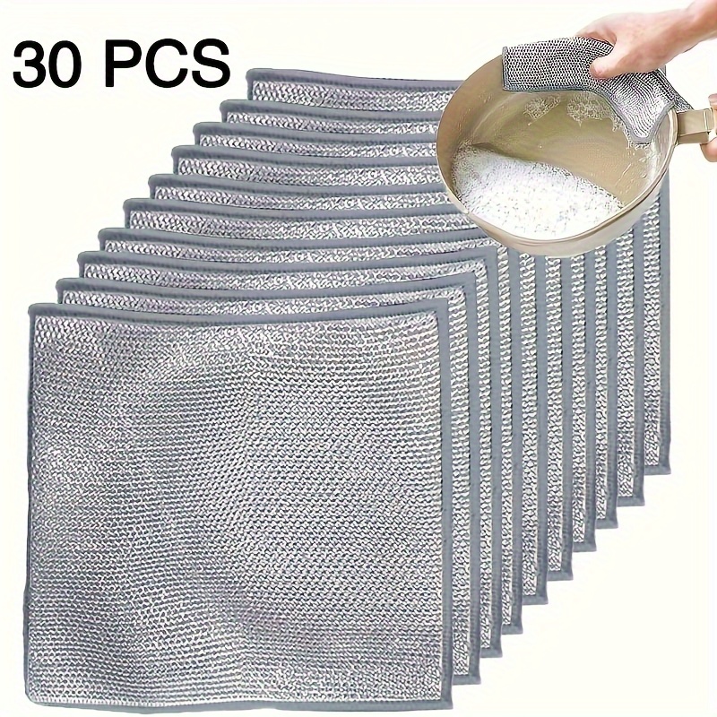 30pcs Ultra-Fine Fiber Stainless Steel Dish Sponges - Double-Sided Kitchen Scrubbers for Dishes, Cookware & Countertops, Dishwashing Essentials|Durable Kitchenware|Durable Kitchen Sponge