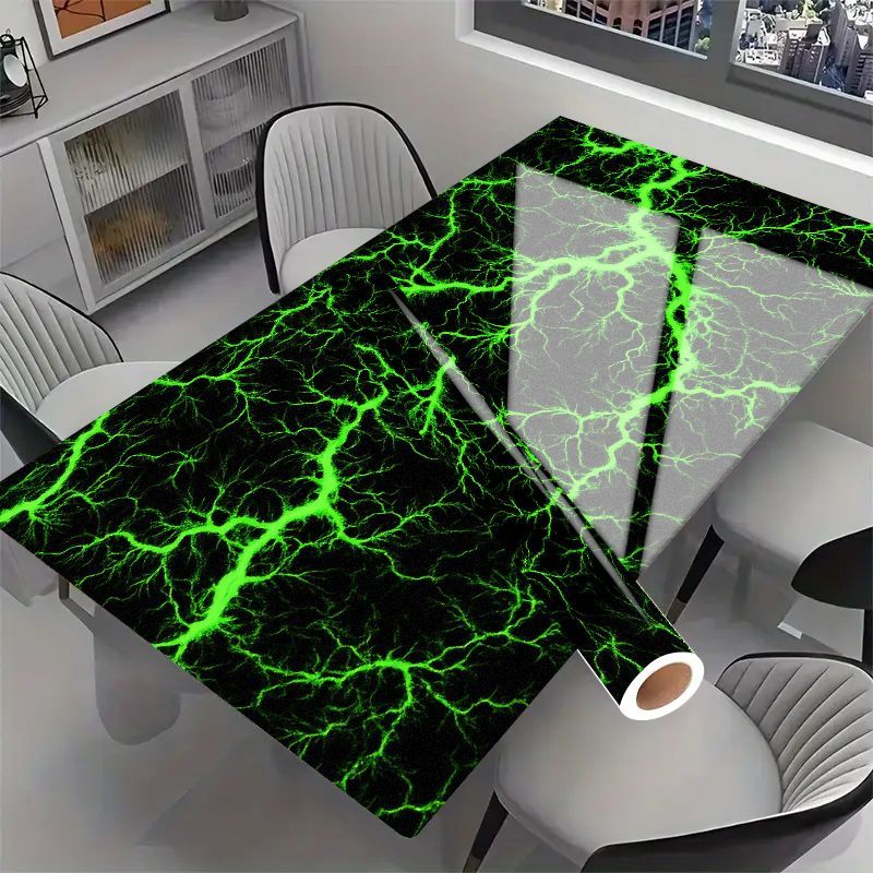 TEMU 2pcs, Large Neon Textured Self-adhesive Vinyl Wall Sticker - 50x100cm/19.7 "x39.4" Black & Lime Luminous Electric Twig Sticker For Doors, Walls,
