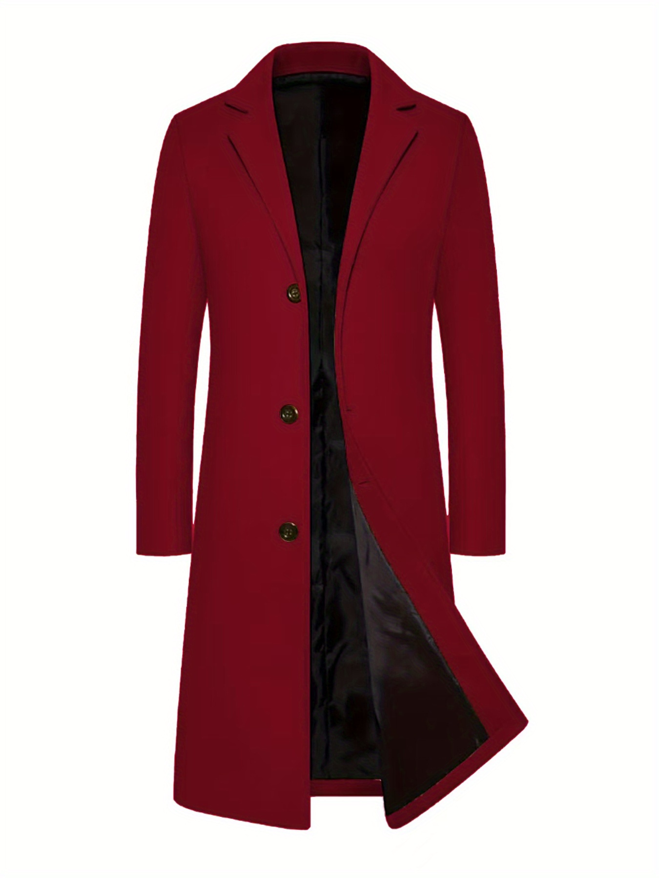 mens red trench coat stylish single breasted jacket spring - Temu