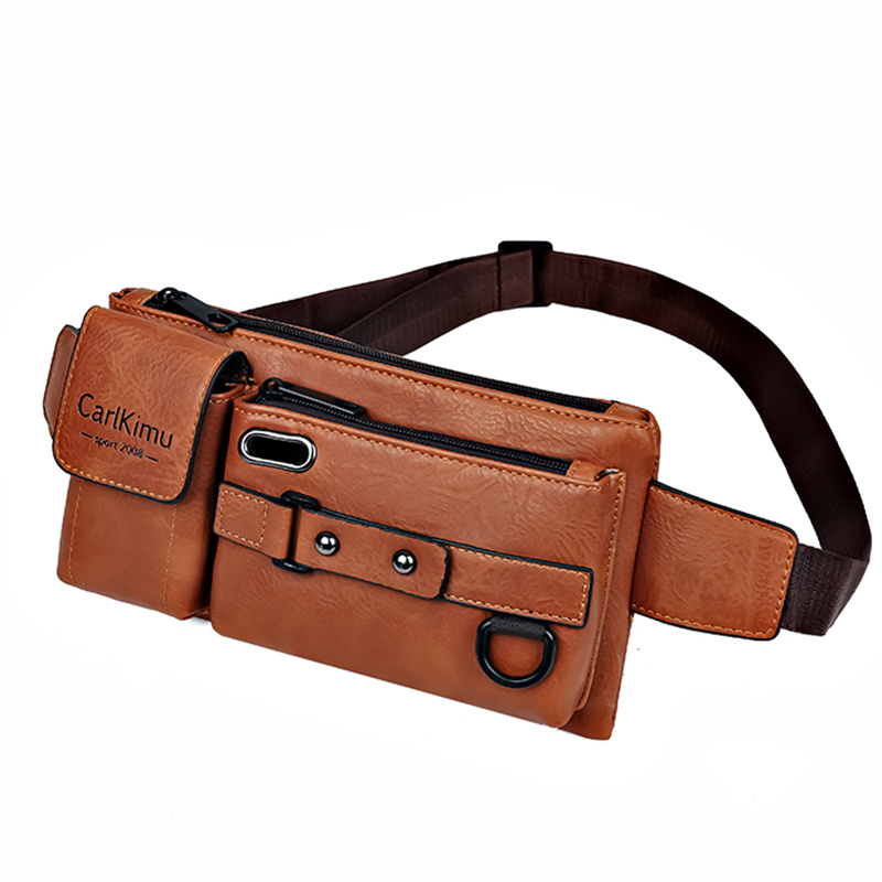 Image of Men's Crossbody Bag - Multi-functional Solid Color Waist Pouch Suitable For . Multiple Zippered Pockets. Casual And Sporty Design. Front Pocket. For Hiking And Daily Gifting. [zippers ]