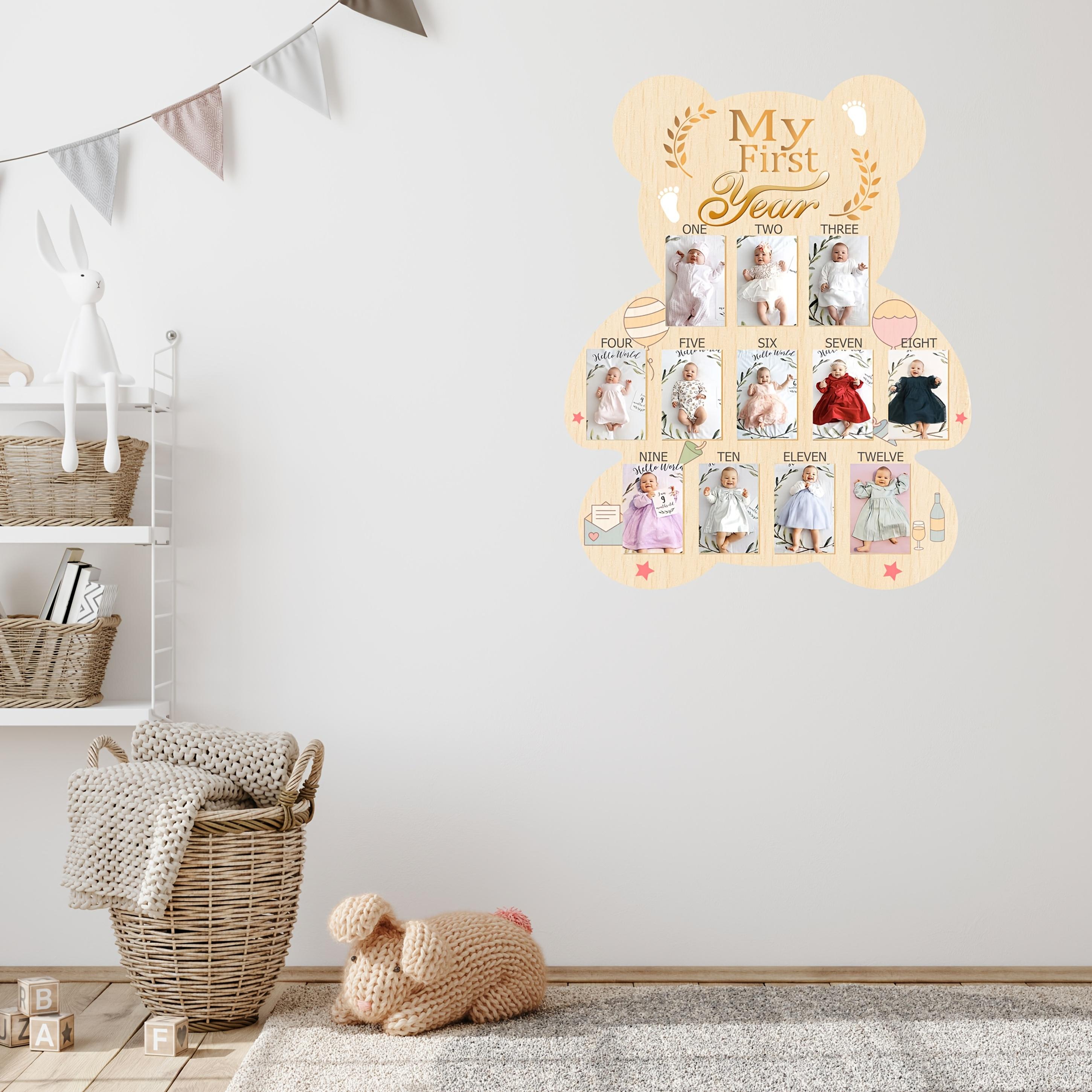 2D Printed Wooden Baby's First Year Growth Milestone Photo Frame