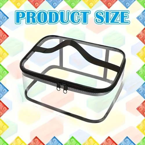 set of 6 large transparent storage bags featuring handles durable stackable organizers with black zipper closures made from plastic for items like building blocks travel essentials bathroom supplies