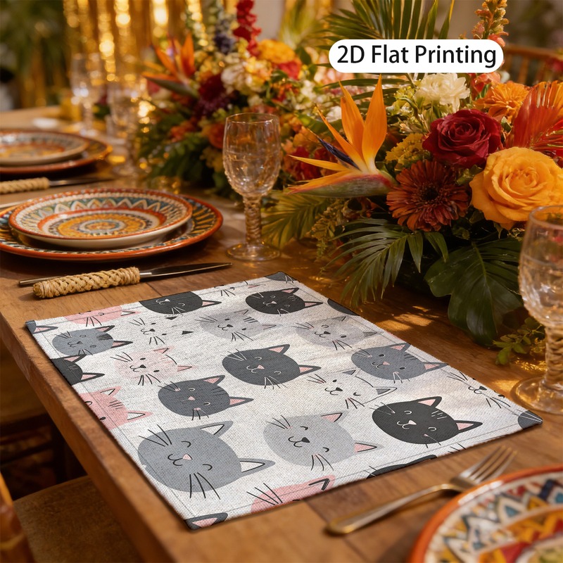 Set van 4 katten placemats met speels kattendesign_voghion.com