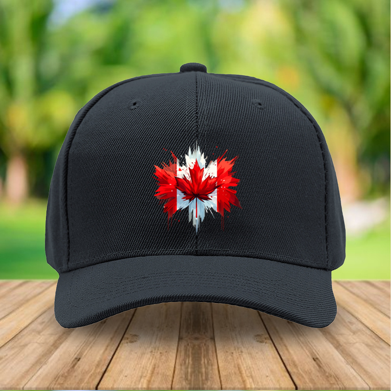 TEMU 1pc New Style Baseball , Leaf Print Design, Unisex Hat, Adjustable Size, Suitable For Outdoor Sports And Casual Wear, Trendy For Adult Daily