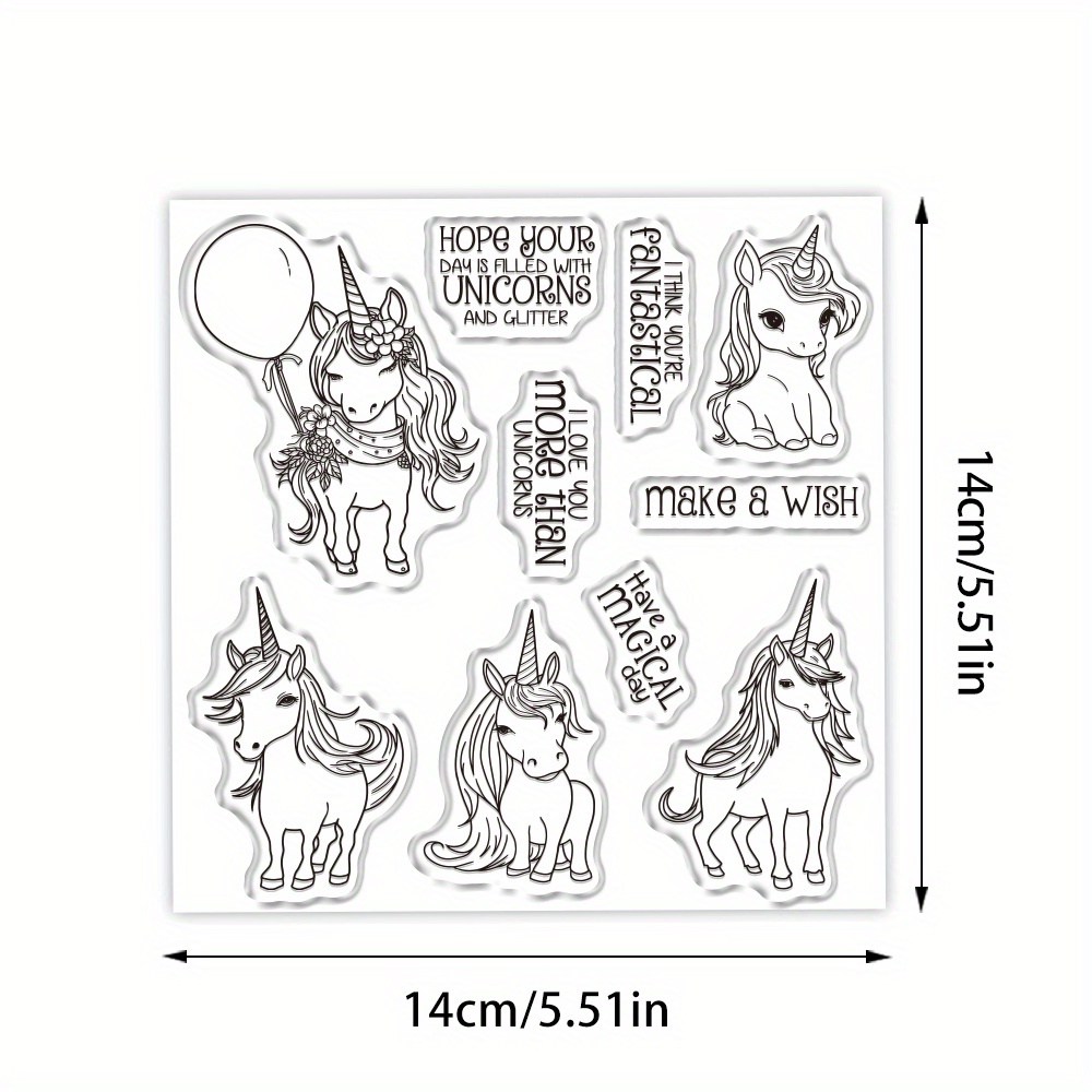 TEMU 1pc Original Cute Cartoon Unicorns Clear Stamps Metal Cutting Dies For Diy Album Card Diary Hand Account Embossing Silicone Stamps Cutting Dies