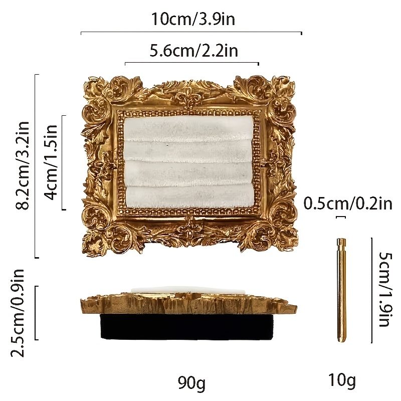 TEMU 2pcs Set Of European-style Golden Vintage Victorian Jewelry Stands, Earring And Ring Storage Display Stands, For Dressing Tables, Desktop