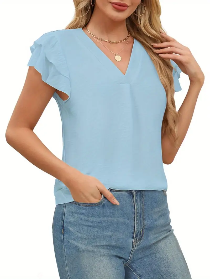 womens dress casual tops Blooming Jelly Women's Dressy Casual Tops Business Work Blouses Button Down Shirts Short Sleeve V Neck 2026 Summer Outfits (Apricot,X-Small) at Amazon Women's Clothing store