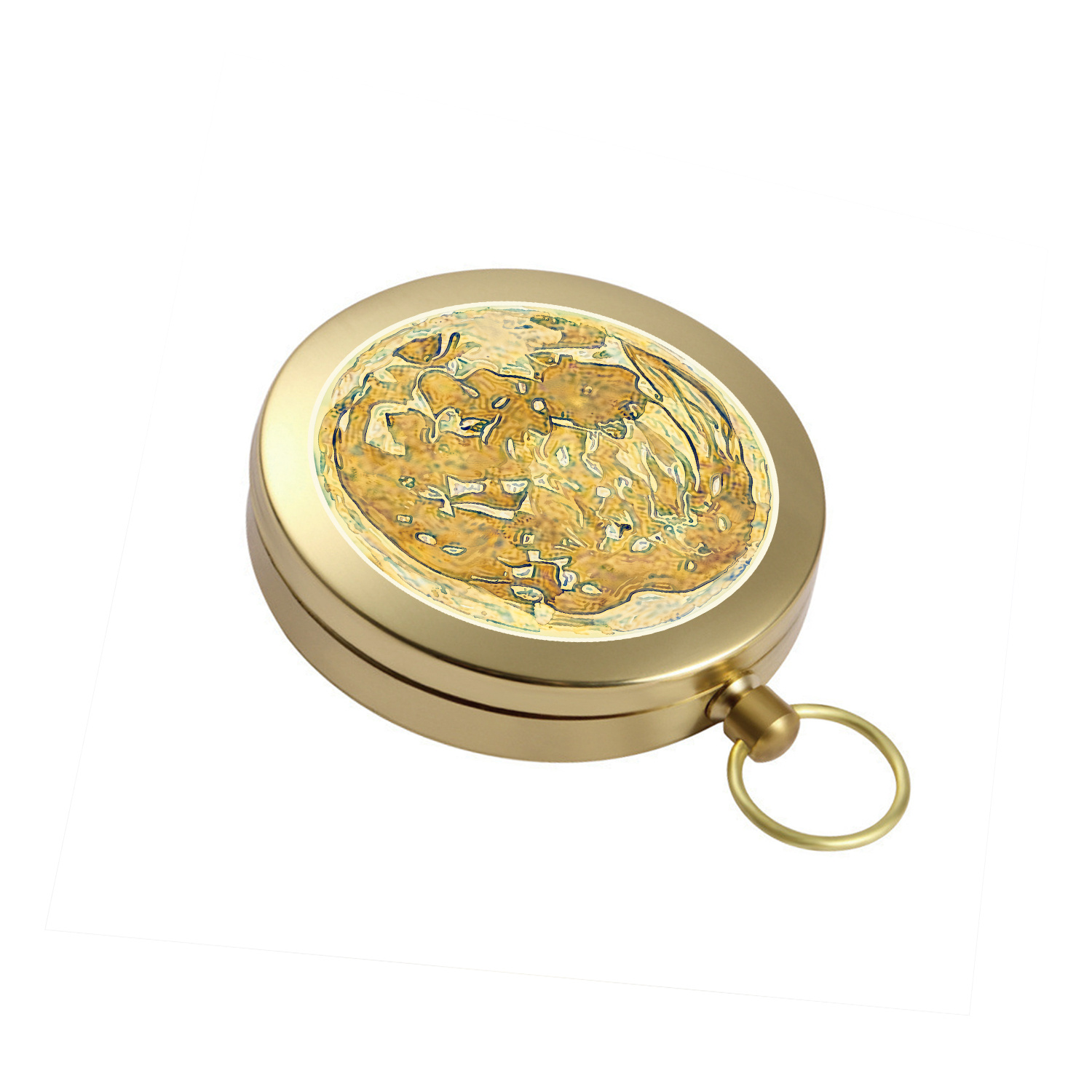 1 pancake vintage pure copper flip cover pocket compass waterproof mini portable compass with key ring for camping hiking climbing travel survival outdoor navigation tool Product details 7