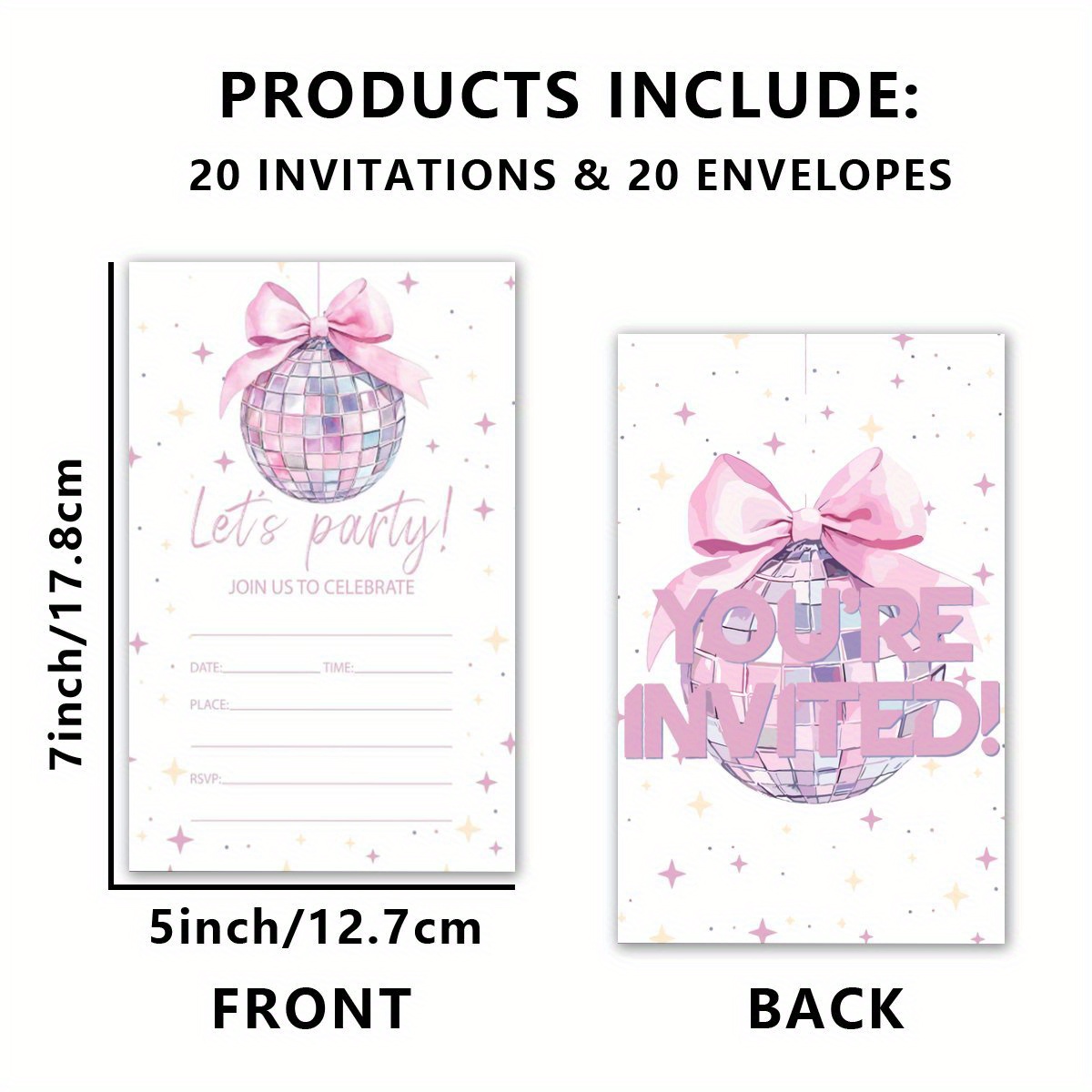 TEMU Set Of 20 Birthday Invitation Cards, Complete With Envelopes, Featuring Double-sided Invites For Your Birthday Celebration