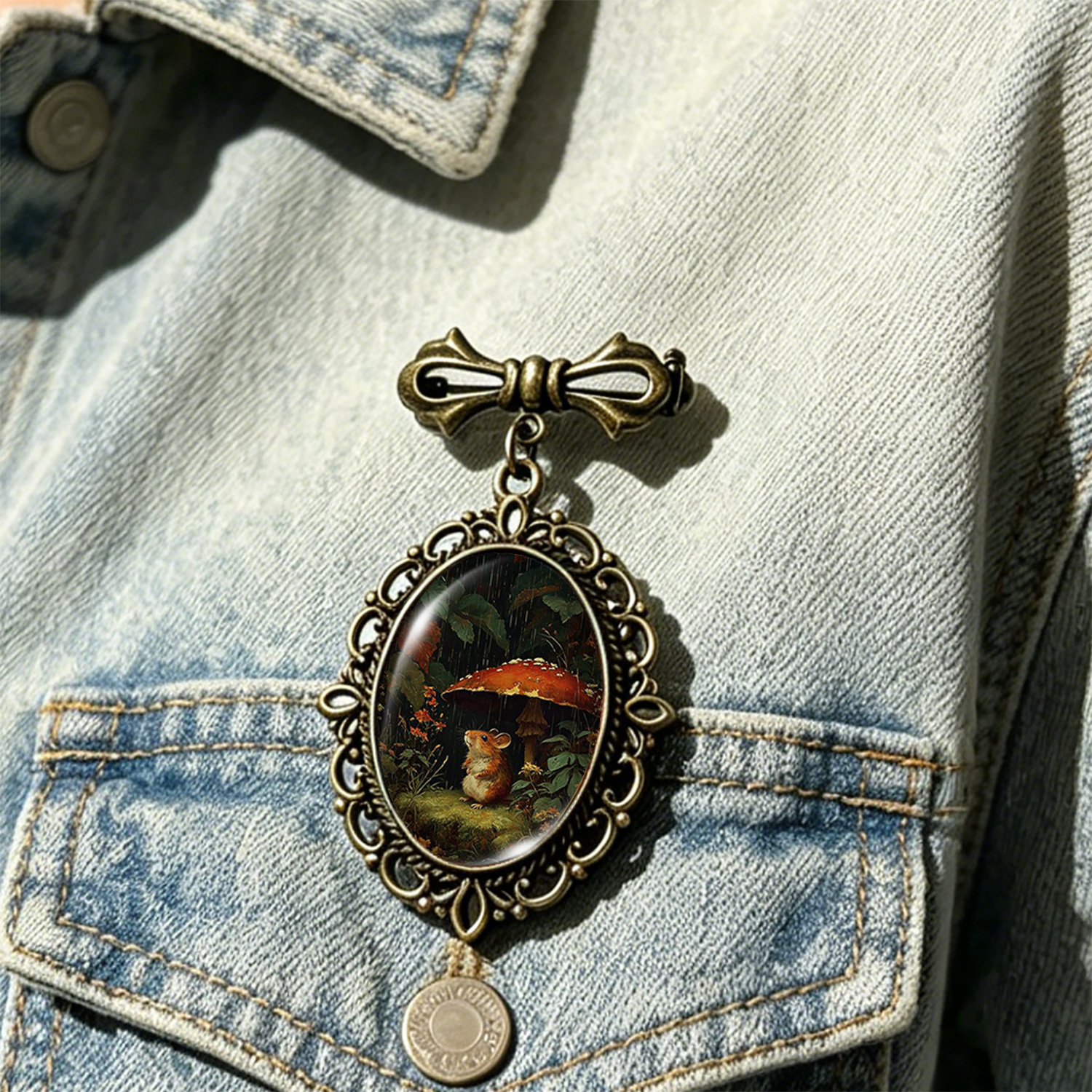Healing Forest Squirrel Hollow Metal Pendant Brooch