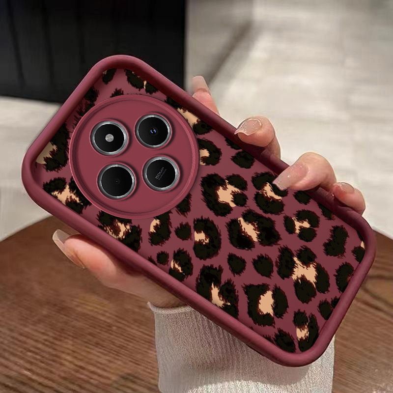 TEMU Phone Case: Fashion Trendy Leopard Print Phone Case Suitable For Redmi 14c Soft Tpu Full Coverage Shockproof Back Cover