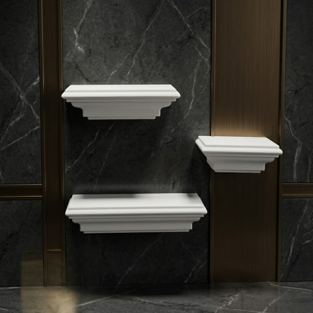 TEMU Set da 3 mensole a corona vittoriane da parete - Mensola galleggiante in stile con decorazione a corona, cornice da parete in plastica per casa