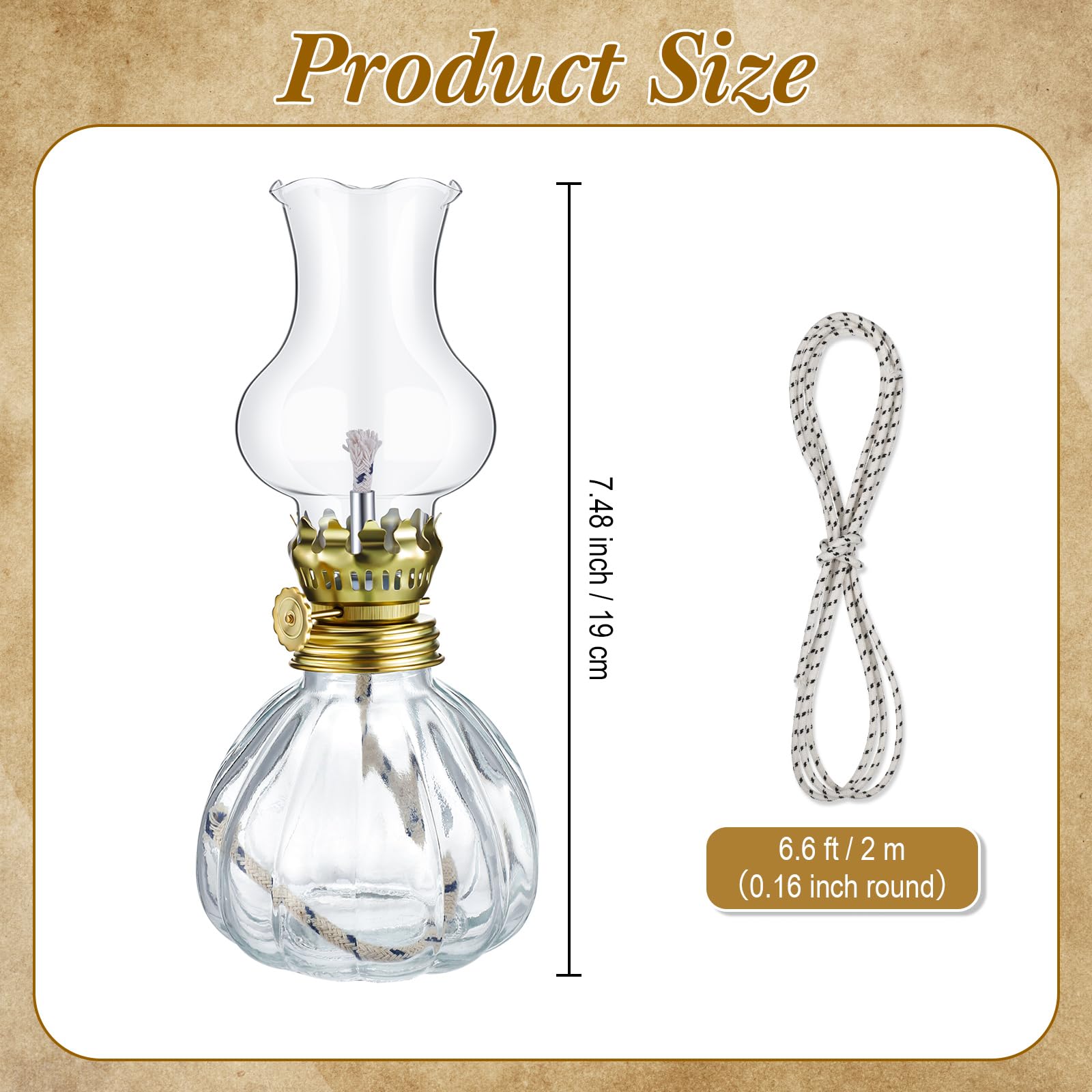 Image of 1pc Pumpkin Glass Tabletop Oil Lamp, Clear Kerosene Indoor Lamp For Home Decor And Emergency Use, 20cm Height With 6.6ft Extra Wick