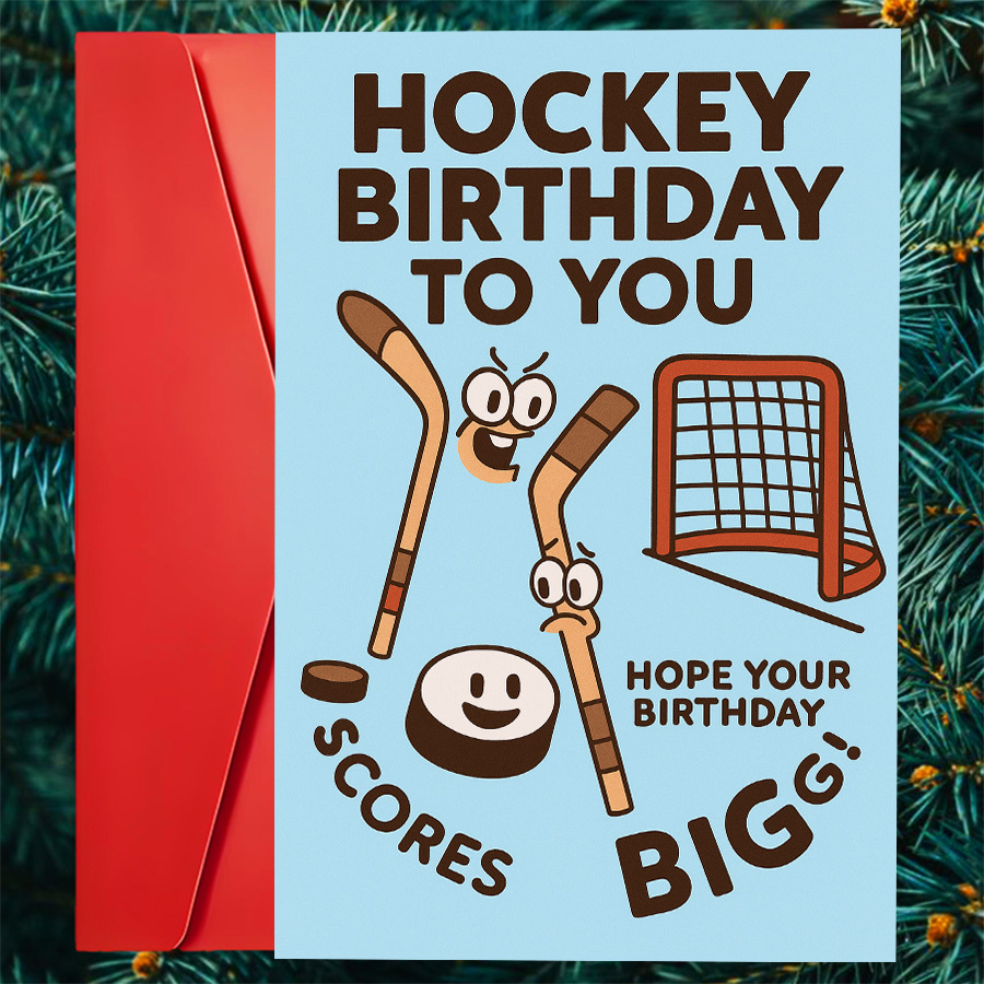 TEMU 1pc Hockey Birthday Card Perfect For Sports Fans Big Birthdays With Fun Hockey Design Ideal Gift For And Who