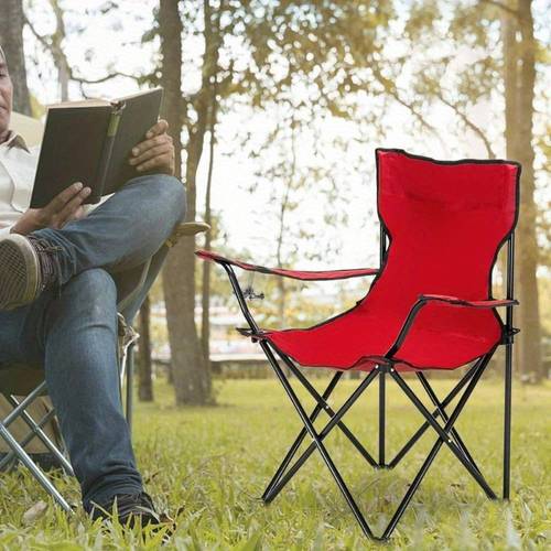 heavy duty camping chair with cup holder extra wide seat portable folding outdoor chair with sturdy legs supports 330 lbs 150kg lightweight for camping beach patio backyard red scheme camping furniture patio furniture metal frame durable fabric seat