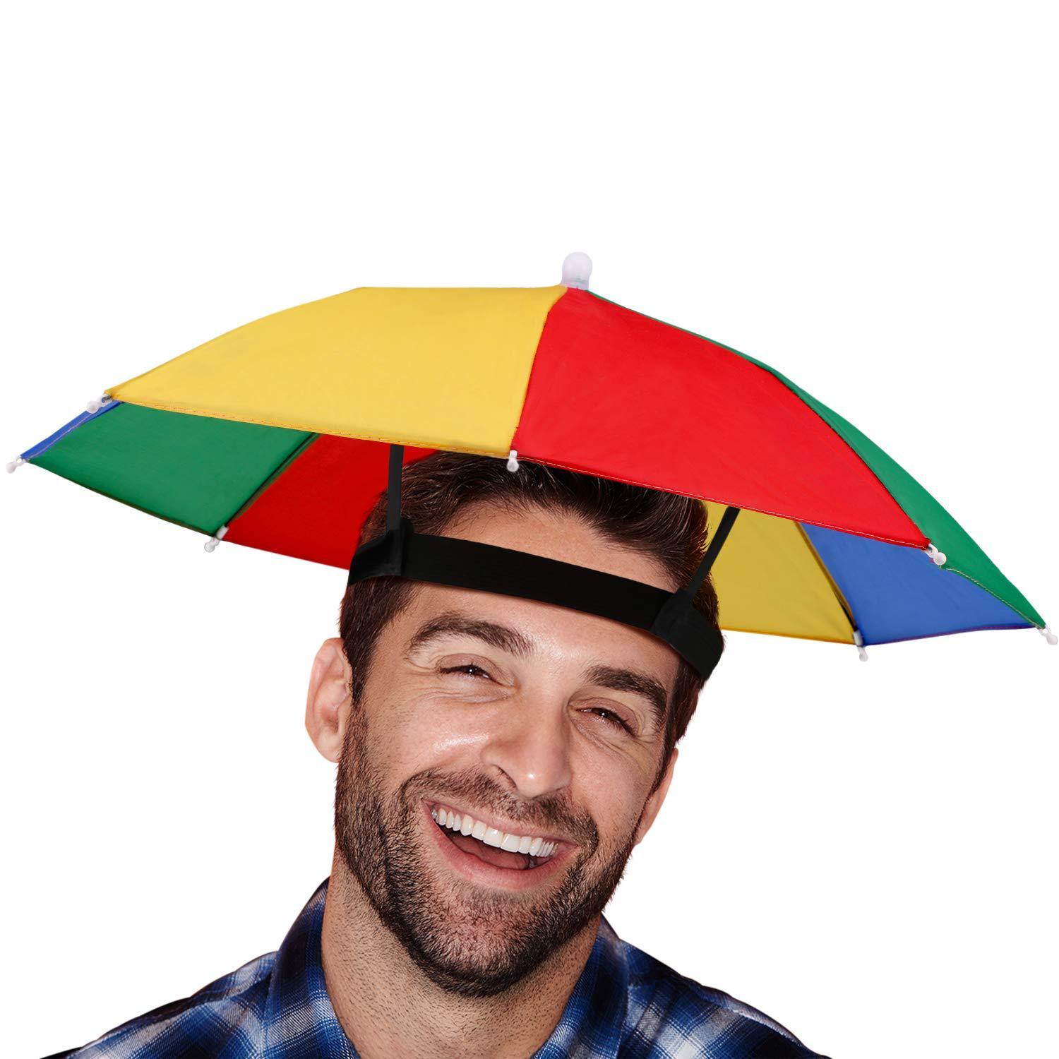 head mounted rainbow umbrella, aluminum alloy material, umbrella