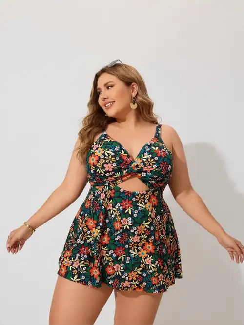 plus size halter top swim dress Aqua Eve Softly Gathered Through The Midsection New coastal find of