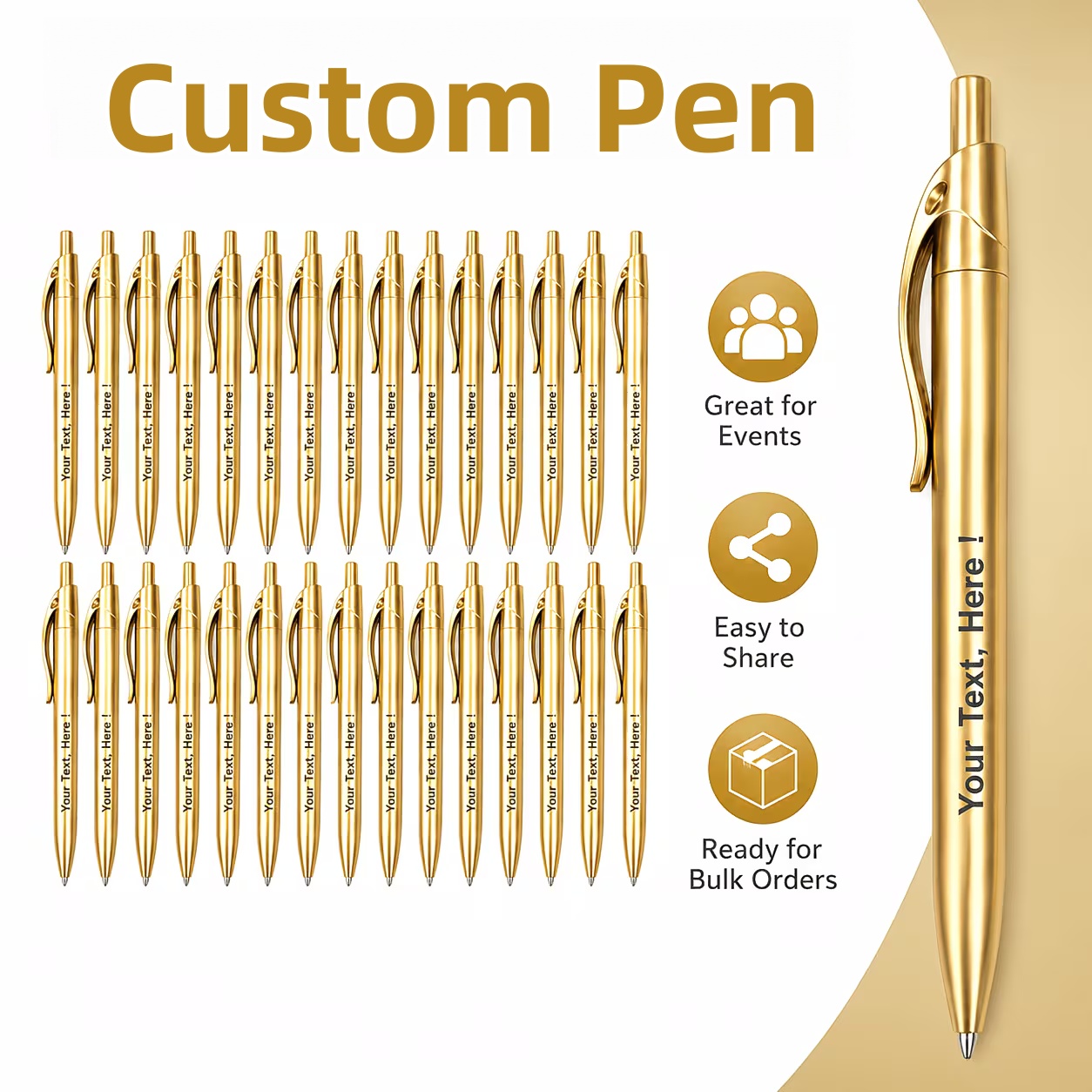 TEMU 60/90/120/200pcs Custom Luxury Ballpoint Pens Bulk Pack, Laser Engraving Available, Assortment, Electroplated And Painted, Name And Custom Text