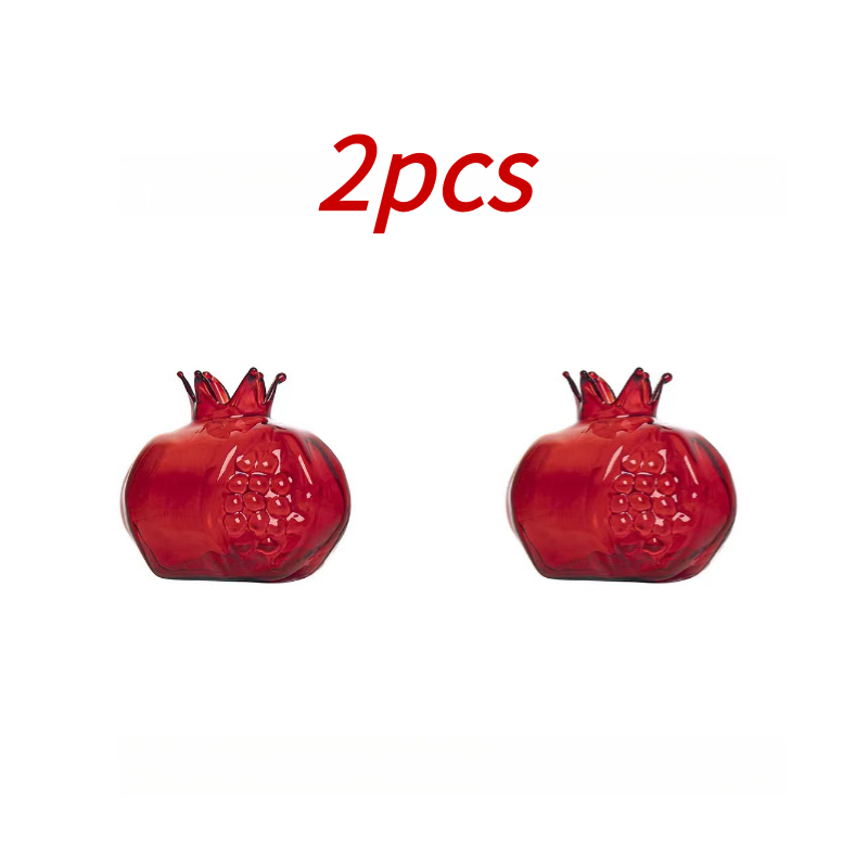 TEMU Glass Pomegranate Vase 2pcs Set - Desktop Decoration, Flower Container/hydroponic Pot, Ornament, Suitable For Home, Restaurant, Hall Placement,