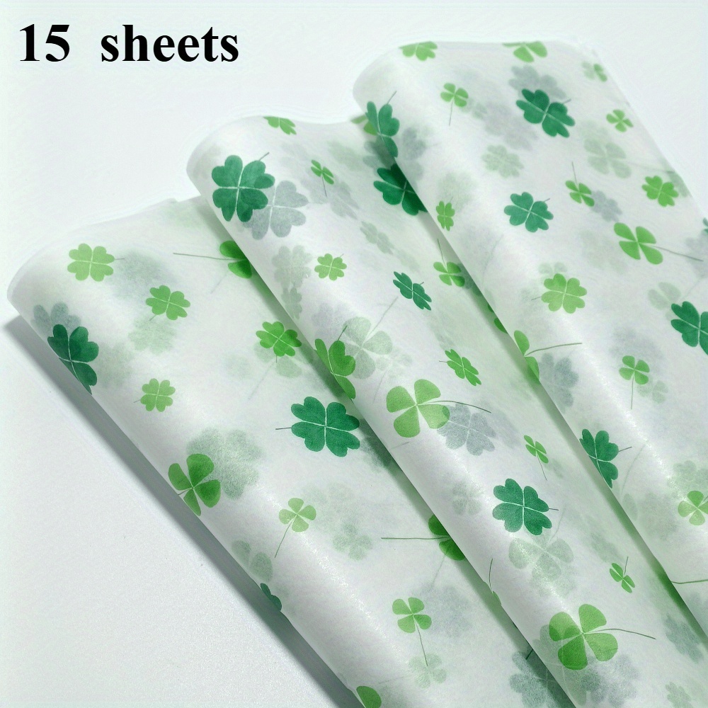 Image of 15/ Four- Clover Wrapping Paper - With Four- Clover, Suitable For Gift Wrap, Fillers, For Diy Crafts, Birthdays, Weddings, Parties, Valentine's Day, Mother's Day - Elegant Decorative Sheets