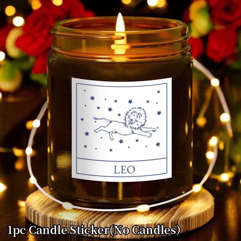 

1pc Leo Zodiac Candle Sticker, 2x2 Inch Astrology Decal, Synthetic Paper, Single Use, White & Color, Ideal For Gifts On Valentine's Day, Anniversaries, Birthdays , Friends, Colleagues, Teachers