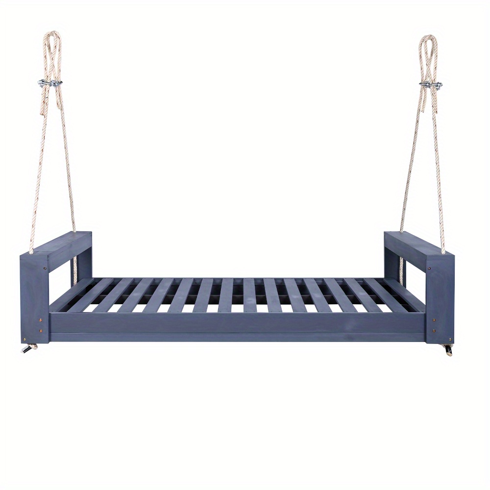 Garden seating. Swing chair. Double-sized porch swing bed seating set with hemp rope swing frame, suitable for gardens and backyards. Minimalist rustic style, ideal for courtyards and gardens. Mattress sold separately.