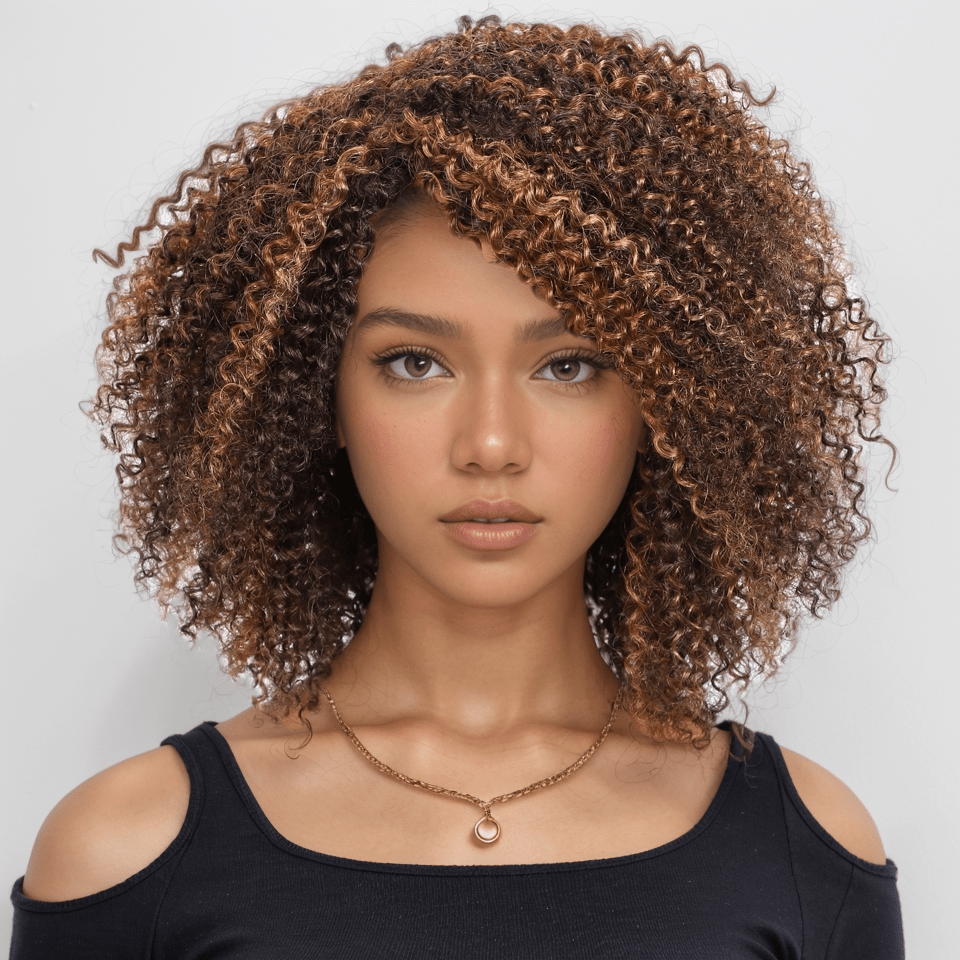 TEMU 130% Density Glueless Short Wig With Bangs - Brazilian Human Hair, , Natural Look For Women, , Style, Unisex Design, Fashion Accessory | Short Curly Wig | Glueless Wig, Wig Accessories, Joedir