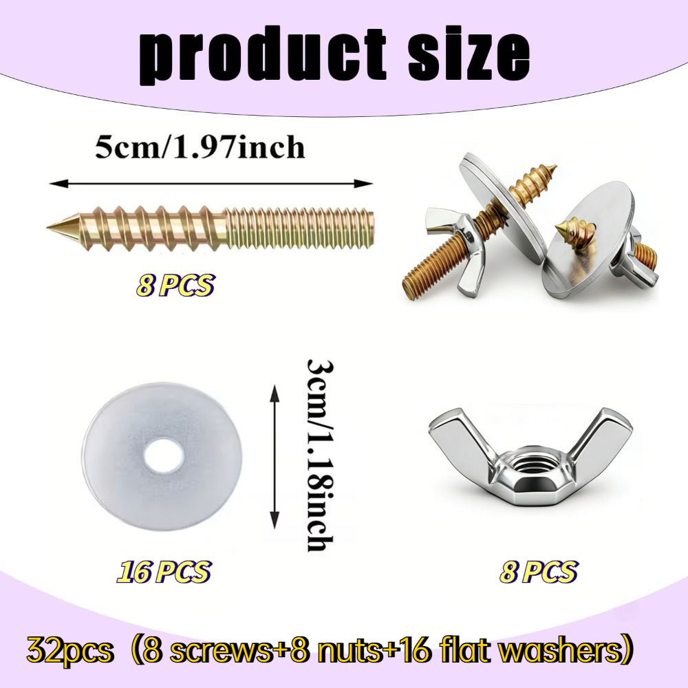TEMU Lot de 32 pièces d'accessoires pour cage à oiseaux - Vis en métal durables, M6X50mm, adaptées aux perchoirs et maisons en bois - Non électrique,