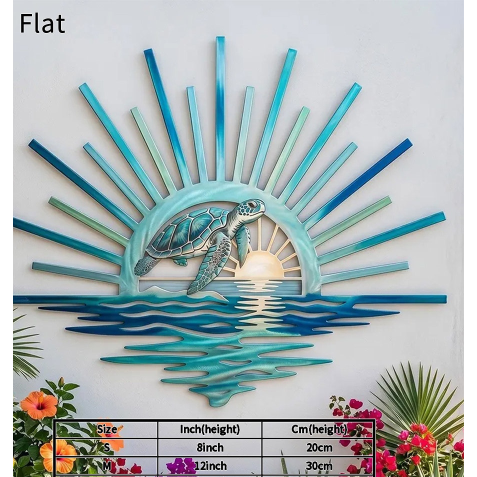 TEMU 2d Flat, 1pc Sea Turtle Acrylic Wall Art, Coastal Ocean Decor, Countryside Sunset Plaque, Durable Indoor Outdoor Hanging Ornament, Elegant