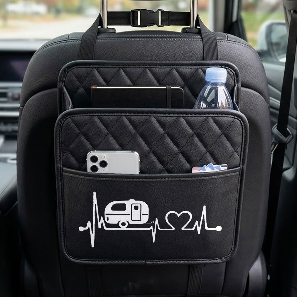 TEMU Nouveau sac de rangement pour siège de voiture de camping-car "Heartbeat", peut contenir divers objets quotidienne, durable et léger, universel