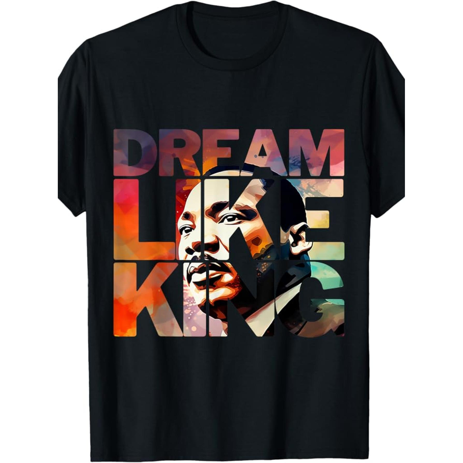 

Men's Vintage " Mlk" Cotton T-shirt – Round Neck, Short Sleeve, Wear, 100% Cotton, 180g/m², Black Historical Month Design, Casual & Sporty Style, Machine Washable