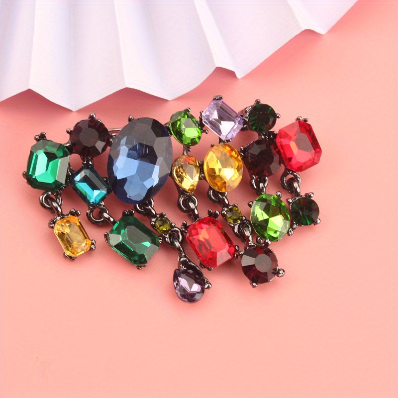 TEMU Water Drill-encrusted Vintage Brooch, Exquisite Full Pin, Clothing Accessory.