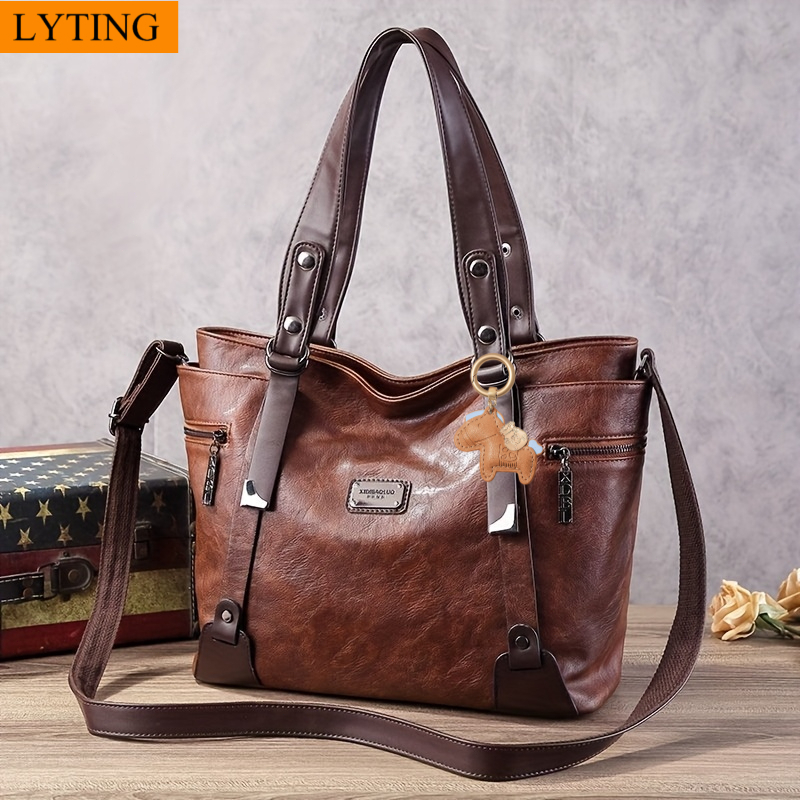 Handbag, Vintage Texture, Fashionable, Casual, Versatile, Niche, Light Luxury, Large Capacity Crossbody Shoulder Bag