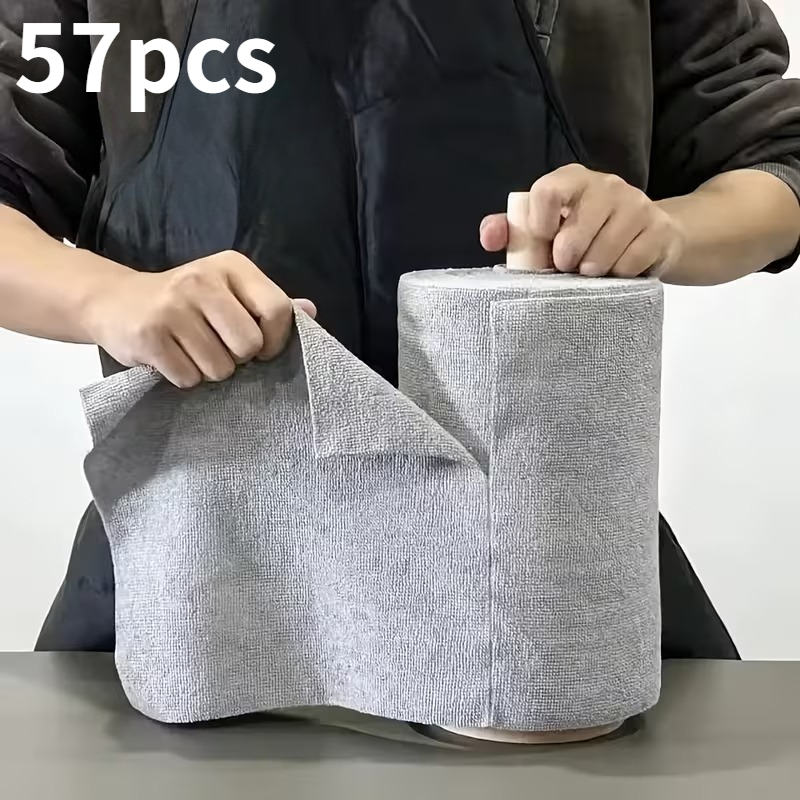 TEMU 57-count Thickened Microfiber Cleaning Cloths, Highly Absorbent, , And Non-shedding Wipes, Reusable Disposable Towels For Wet And Dry Use,