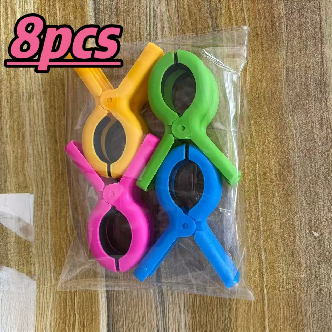 Image of (random 8pcs Set) Large Beach Towel Clips, Suitable For Beach/pool/cruise Deck Chairs, Thickened Durable Windproof Clothespins, Vibrant Colors, Used As Clotheslines Or Clothespins, Clothes Pins